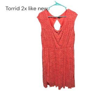 2x torrid coral lace fit and flare dress